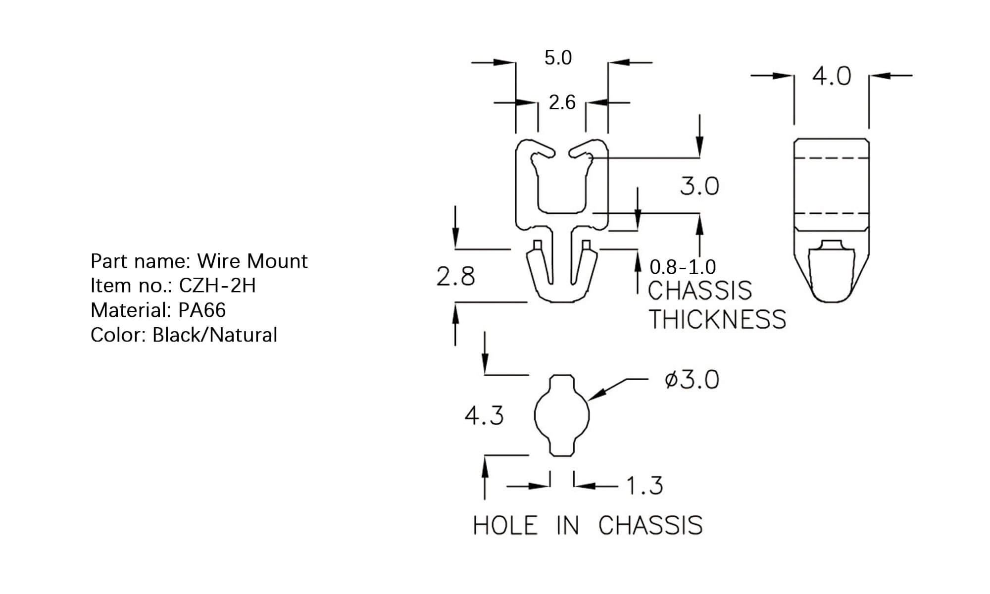 Plastic Wire Mount CZH-2H